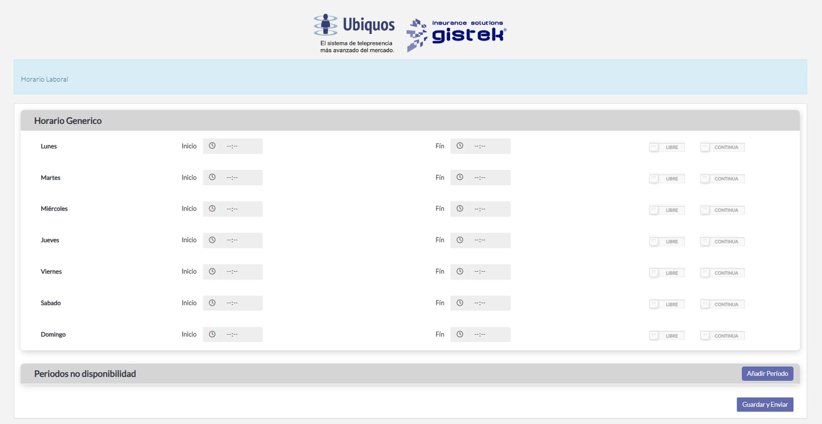 Configuración de la agenda horaria del técnico