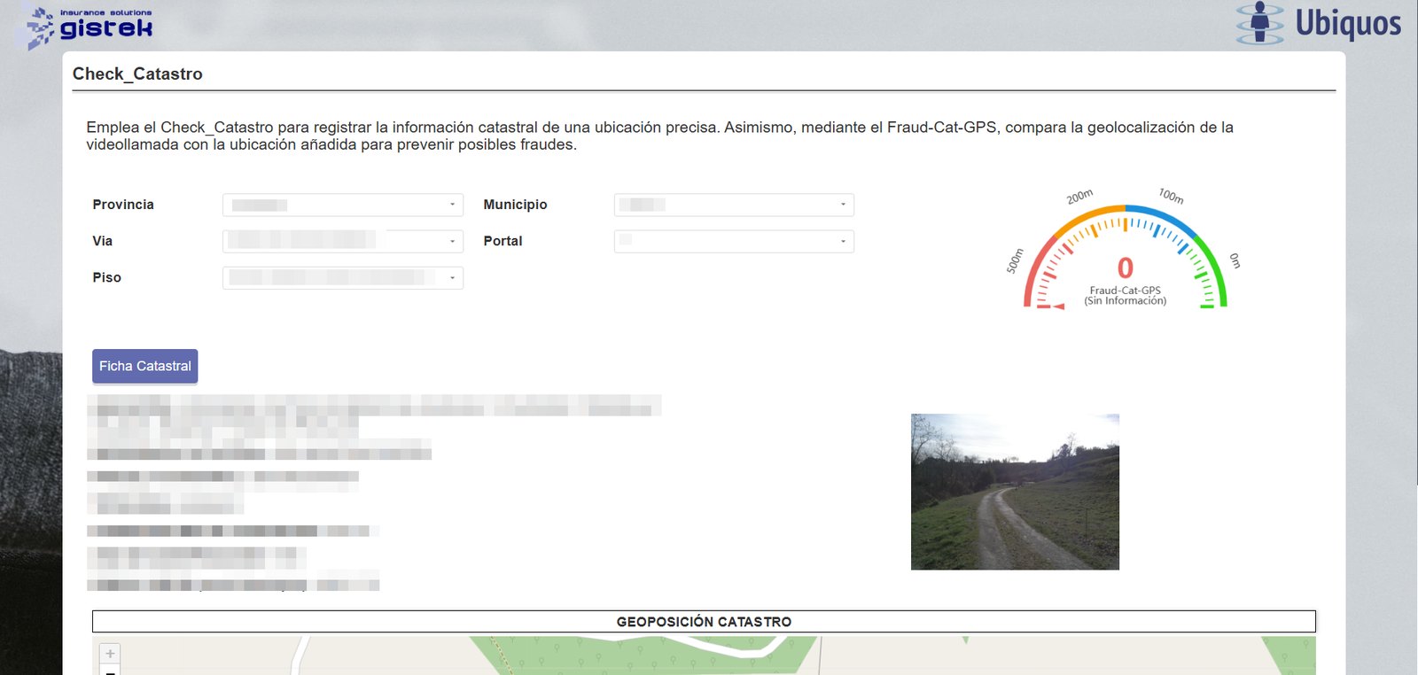 Pantalla de Check_Catastro en Ubiquos