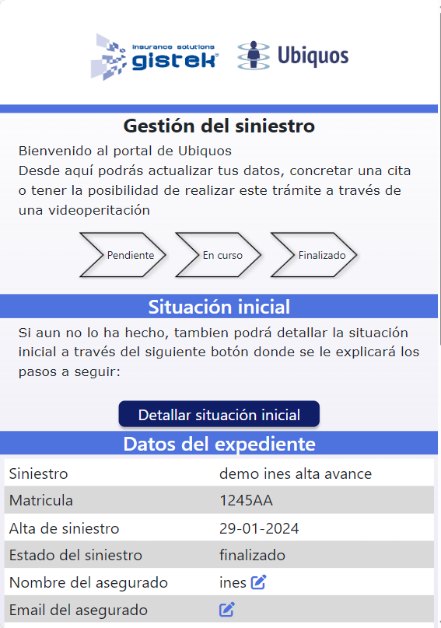 Portal del asegurado con la situación del expediente