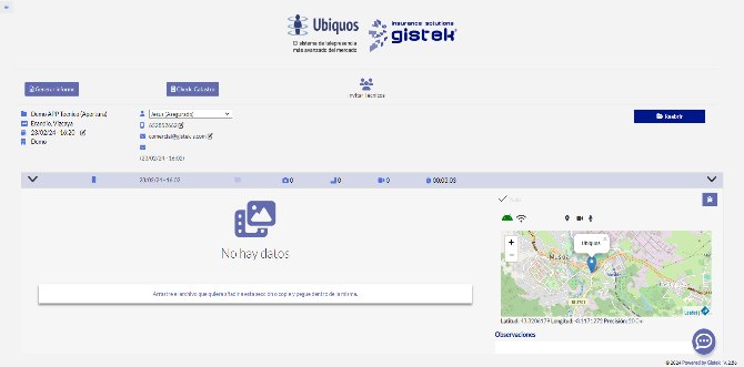 Sesión de videoperitación en Ubiquos con la ubicación de la llamada